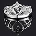 FENDINA Womens Silver Plated Pretty Elegant Crown CZ Crystal Promise Engagement Wedding Bands Eternity Anniversary Rings for Her Valentin's Day Gifts