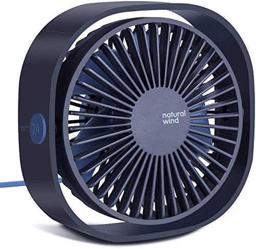 Aston Andia Mini 3 Speed Personal Small Desktop Table Quiet USB Fan for Home Office Car Outdoor Travel (Blue)