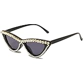 Orichane Rhinestone Bling Crystal Round Sunglasses UV protection Punk Rivet Eyewear
