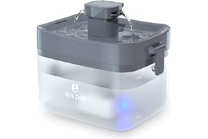 ELS PET Automatic Cat Water Fountain - USB Ultra-Quiet 1.5L Translucent Mini Tank for Small to Medium Cats