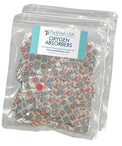 PackFreshUSA Oxygen Absorber Packets - 100cc (200 Pack) with PackFreshUSA LTFS Guide