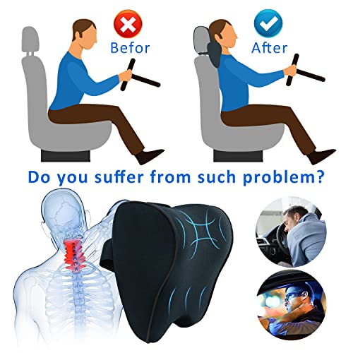 anzhixiu Car Neck Pillow for Driving Memory Foam Neck Pillow for Car for Cervical Support and
