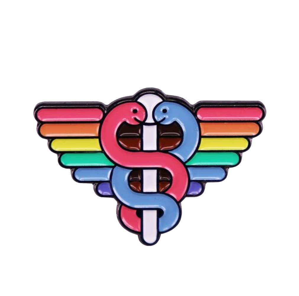 Rainbow Snake Scepter Enamel Pin Brooch Clothes Jeans Coat Lapel Pin Animal Enamel Brooch Badge Accessories for Women Men Girls Kids Gift