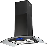 36 inch Island Mount Range Hood 700CFM Powerful, Ducted/Ductless Exhaust Kitchen Hood in Black Painted Stainless Steel…