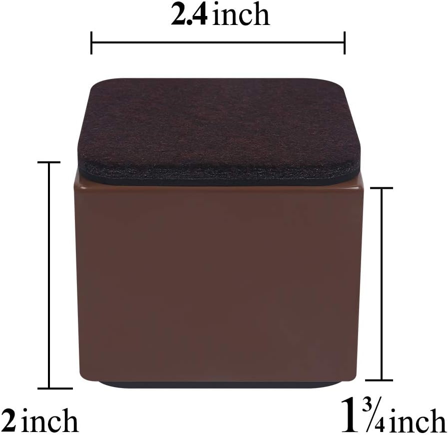 Ezprotekt Lift Furniture Risers Solid Steel Bed Risers,Adds 2" Height to Heavy Furniture or Beds Self-Adhesive Furniture Chair Table Risers Square(Set of 4) Supports 20,000 lbs (Brown): Home & Kitchen