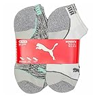 Puma Ladies No Show 6-pair Socks (Black/Gray and White/Gray) Sock size: 9-11, Fits shoe size: 5-9.5 (White)