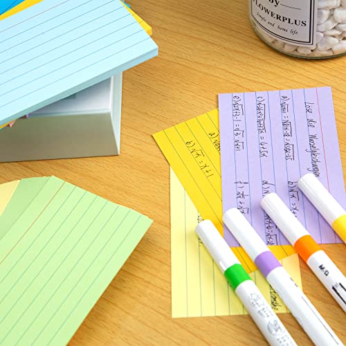 Koogel 300PCS Ruled Index Cards, Revision Cards Flash Cards 12.5 x 7.5 cm Lined Note Cards Study Cards for School Learning Memory Office