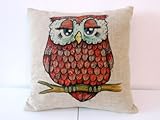 JulianArtsale Decorbox Cotton Linen Square Throw Pillow Case Decorative Cushion Cover Pillowcase for Sofa Cute Cartoon Red