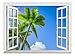 wall26 Removable Wall Sticker/Wall Mural - Tropical Landscape of Two Palm Trees in The Blue Sunny Sky | Creative Window View Home Decor/Wall Decor - 36