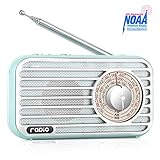 Retro Radio, Vintage Bluetooth Speaker, Portable AM FM Weather Radio with Best Reception, Rechargeable Battery, Headphone Jack, USB/TF/AUX Player, Loud Volume for Home, Office, Kitchen (Blue)