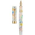 Jinhao 100 Fountain Pen Celluloid Classic Style, #6 Nib Smooth Writing Instrument with Refillable Converter and Pen Case Set