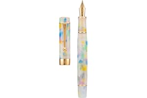 LANXIVI Jinhao 100 Fountain Pen Celluloid Classic Style, #6 Nib Smooth Writing Instrument with Refillable Converter and Pen Case Set