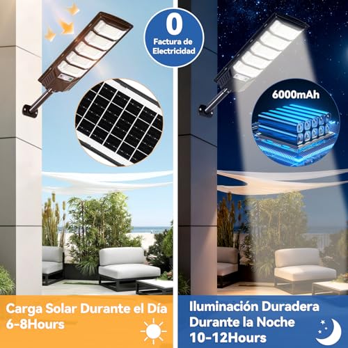 Dopwii Lamparas Solares Exterior 6000mAh,240 LED 15000 Lúmenes con Sensor de Movimiento, Luces Solares para Exterior Jardin, IP65,Lámpara Solar con 4 Modos de Iluminación y Mando a Distancia(2 Piezas)