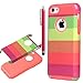 iPhone 5C Case, iPhone 5C case Cute, ULAK Hybrid Hard Pattern with Silicon Case Cover for Apple iPhone 5C case (Water Red / Rainbow)