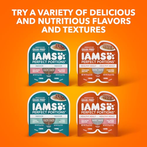 IAMS PERFECT PORTIONS HEALTHY ADULT WET CAT FOOD WITH CHICKEN AND TUNA RECIPE VARIETY PACK, EASY PEEL TWIN-PACK TRAYS, PACK OF 24 (48 TOTAL SERVINGS)