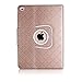 Thankscase Case Compatible for iPad Air 2, Rotating Leather Case with Beautiful Quatrefoil Lattice Embossed Pattern, Swivel Case Bulit-in Wallet Pocket Hand Strap for iPad Air 2. (Gold Quatrefoil)