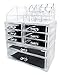 Sodynee Acrylic Makeup Cosmetic Organizer Storage Drawers Display Boxes Case, Three Pieces Set