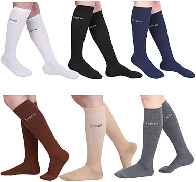 Amazon Com 6 Pairs Women S Graduated Compression Trouser Socks 8 15mmhg Clothing
