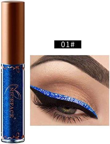 Beauty Metallic Shiny Smoky Eyeshadow, Waterproof Glitter Liquid Eyeliner (A)