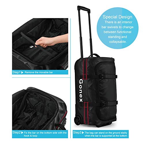 Gonex Rolling Duffle Bag with Wheels, 50L Water Repellent Wheeled