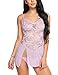 Avidlove Women Babydoll Lingerie Dress Lace Chemise Nightwear Split Hem Sleepwear