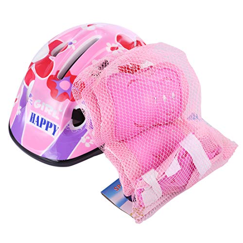 RuiyiF 7PCS Kids Protective Gear Set for Skateboarding Biking Skating, Adjustable Helmet Elbow Wrist and Knee Pads for Kids 5-13