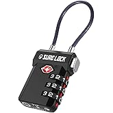 SURE LOCK 3 Digit TSA Approved Luggage Locks | Open alert indicator, large push button, easy-read black-and-white dials, clear alignment line and durable zinc alloy body