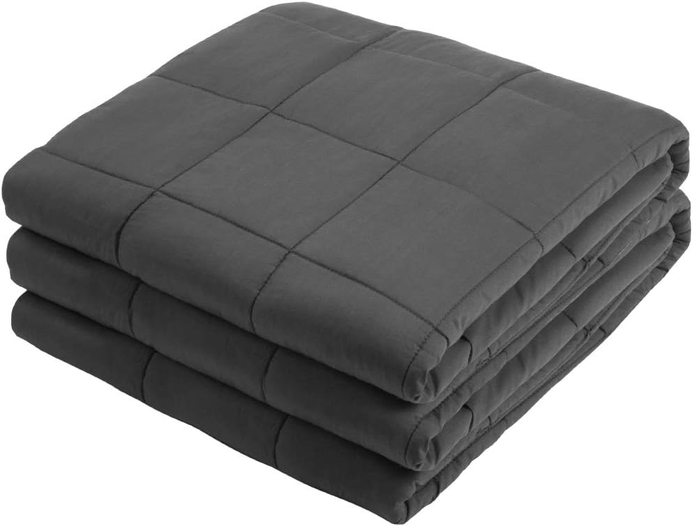 LANGRIA Weighted Blanket 60” × 80” | 20 lbs | Heavy Blanket for Adults and Kids | 100% Breathable Cotton and Lead-Free Glass Beads | Premium Heavy Sleeping Blanket for Bed Sofa (Queen Size, Gray)