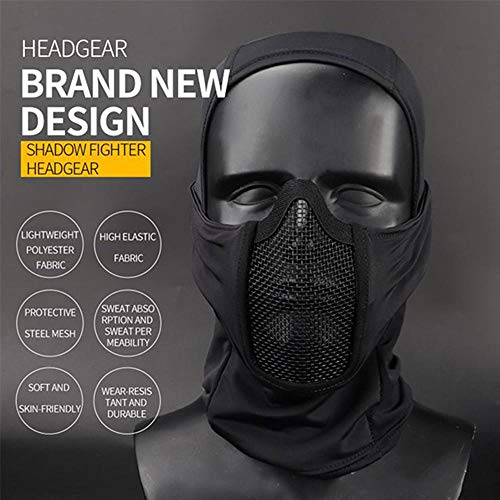 MOGOI Steel Mesh Airsoft Mask, Ninja Style Balaclava Mesh Mask Breathable Half Face Airsoft Mask for Fencing, Airsoft, Paintball, BB Gun, CS Game, Hunting and Shooting, C