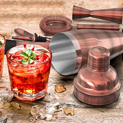 All-inclusive Bar Set | Professional Home Bartender Cocktail Shaker Set | Includes a Recipe Book & All Necessary Bar Tools and Accessories | Impressive Gift for Men! (Brushed Copper) - Thumbnail 2