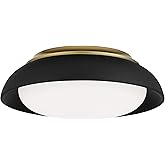 Minka Lavery 719-661-L Vantage LED Flush Mount, 1-Light, 30 Total Watts, 15-in H x 5.38-in W, Coal Black with Honey Gold High