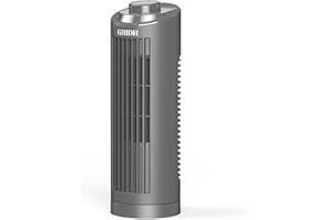 GRIDR Tower Fan for Bedroom, Quiet Safe Bladeless with 3 Speeds, Portable Desk Fan with 80° Oscillation