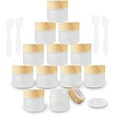 12 Pack Frosted Glass Jar Cosmetic Cream Jar Sample Jars Empty Travel Makeup Container For Cream Lotion Lip Balm Eyeshadow (10g)