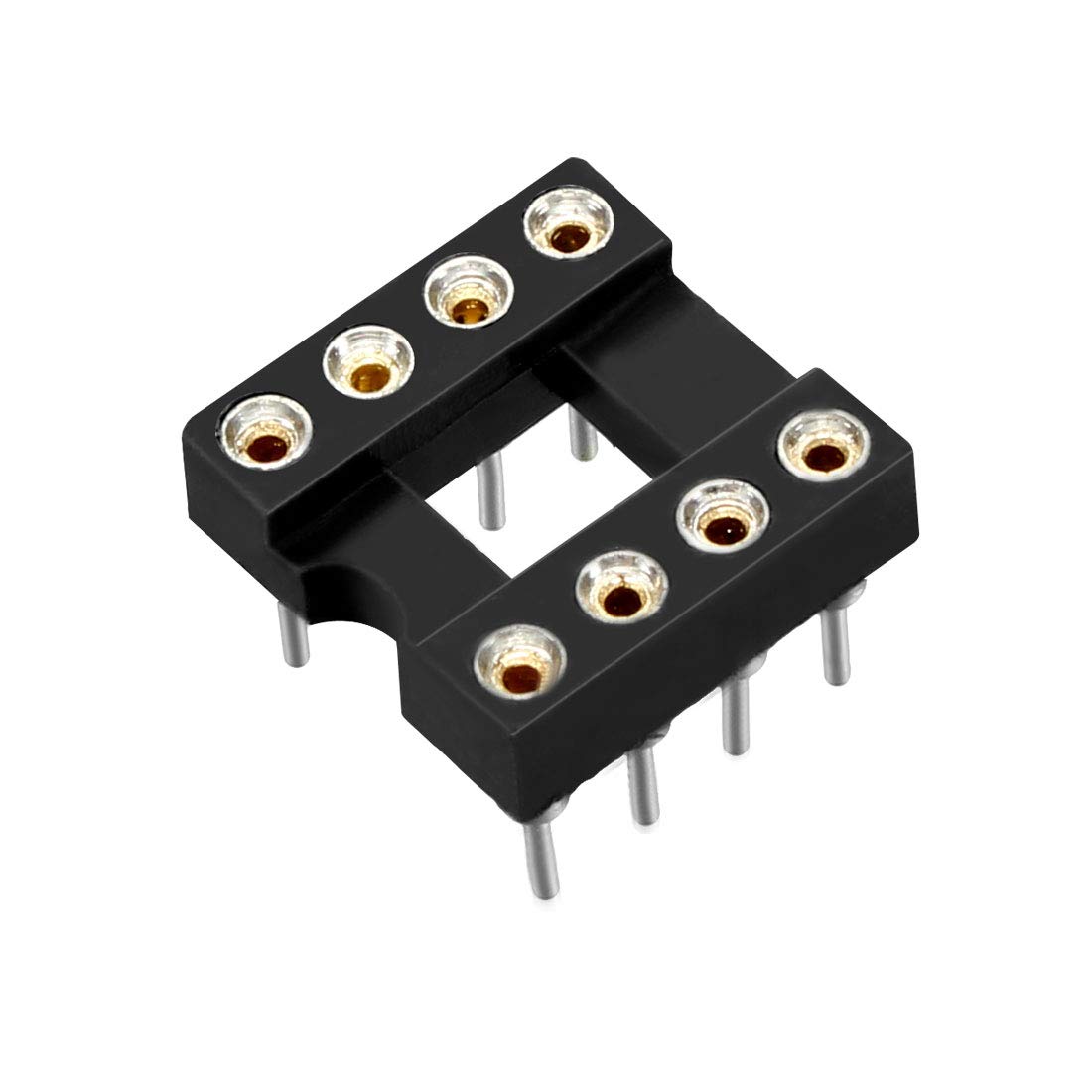 sourcing map 10pcs DIP IC Chip Socket Adaptor 2.54mm Pitch 7.6 Row Pitch 2 Row 8 Round Pins Soldering