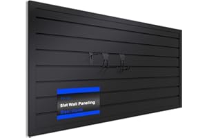 FIVAZ 2'x4' PVC Slat Wall Paneling, High Load Capacity Slatwall Panel, Cuttable & Moisture-Proof & Flame Retardant, Heavy Duty Black Garage Slatwall Panes Storage Systems for Garage Workshop Storage
