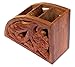 ITOS365 Wooden Floral Carved Remote Control Rack Stand Holder Storage Organizer Home Office Decor