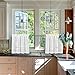 Zceconce White Linen Semi-Sheer Tier Curtains Privacy Textured for Kitchen 24 Inch Long for Kitchen Hotel Dining Room Total Size 72 Inch Wide (36