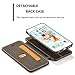 Iphone 6 Plus Leather Wallet Phone Case Kickstand Protective Flip Cover Magnetic Detachable Back Case With Card Slots Deep Brown Cover