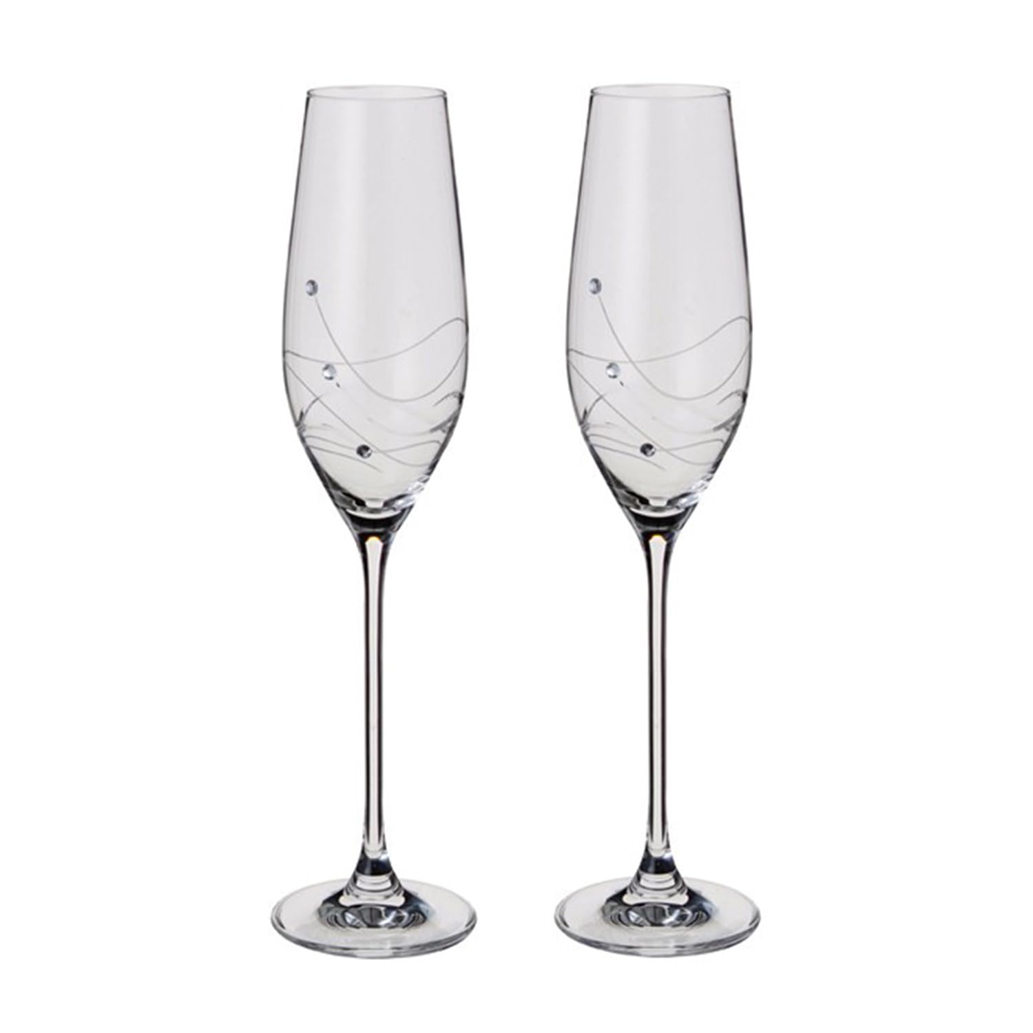 Dartington Crystal Glitz Champagne Flute, Set of 2 | Embellished with Crystals | Gift for All Occasions