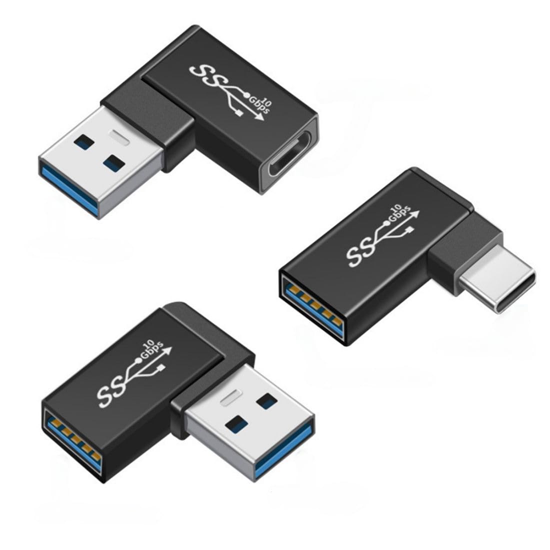 chenyang CY USB 3.1 USB-C Type C Male Female to USB 3.0 Type A Female OTG Data 10Gbps 90 Degree Angled Adapter 3Pcs/Set