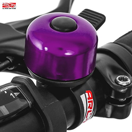 Arltb Aluminum Alloy Bicycle Bell (4 Colors) Bike Bell Ring Horn Accessory Clear and Loud Ringtone Alert Fits for Boys Girls Kids Mountain Road Bike Fits 20mm-22mm Handlebar (Purple)