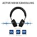 Meidong E6ANC Bluetooth Headphones Active Noise Cancelling Headphones Wireless Stereo headphones with Microphone, Ergonomic Design for Kids Adult–Black