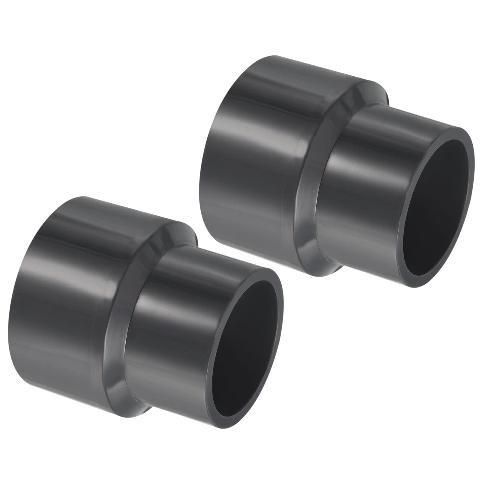 PATIKIL PVC Reducer Pipe Fitting 2.5x2 Inch Socket, 2 Pack Straight Coupling Adapter Connector, Grey — image 1