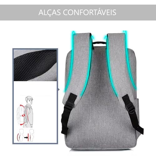 Mochila Executiva Unissex Slim para Notebook - Impermeável, Porta USB, Vários Compartimentos – Ideal para Trabalho, Estudos e Viagens