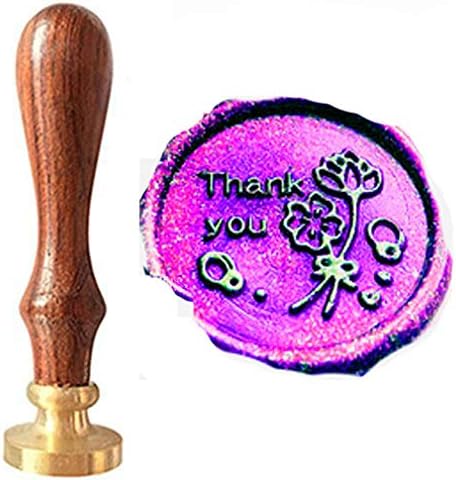CTEB “Thank You" Signature Flowers Design Wax Seal Stamp Decorative Wax Seal Stamp Kit Decorating Gift Cards Weding Invitations Envelopes Letetrs Sealing Wax Seal Stamp