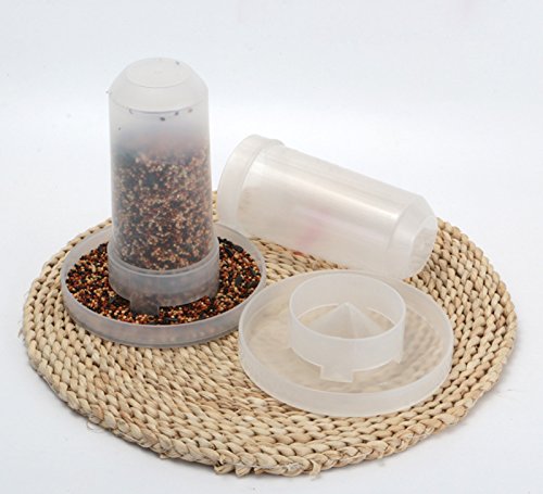 Bird Feeder Waterer, Bird Hamster Small Animal Feeder, Round Pet Water Bowl for Guinea pig Budgerigar Canary Cockatiel Finch Parakeet Food Container By Old Tjikko (water+feeder)