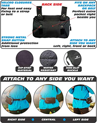 External Detachable Pocket for Backpacks and Waist Belts. Durable, Lightweight and Water-resistant Great for Hiking, Running, Jogging, Cycling, Biking, Skiing, Water Sports, Rave Festival, Traveling