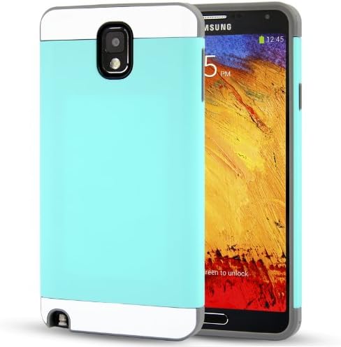 Note 3 Case (Turquoise Teal / Gray), Samsung Galaxy Note 3 CellJoy [Vivid Hybrid] Dual Layer TPU Case Phone Cover Skin **Card Storage** For Note III N9000