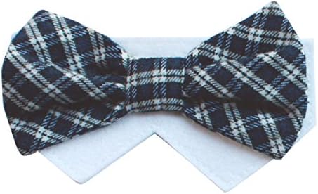Navy Plaid Dog Bow Tie Collar Slider Thursday (Medium)