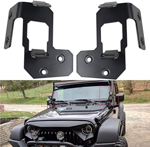 Black A-Pillar Light Mounting Bracket for 2007-2017 Jeep Wrangler MINGLI Front Lower Windshield Offroad Racing Lamp Mount for 2x2 3x3 4'' inch LED Work Light Mounts Holder - Pair